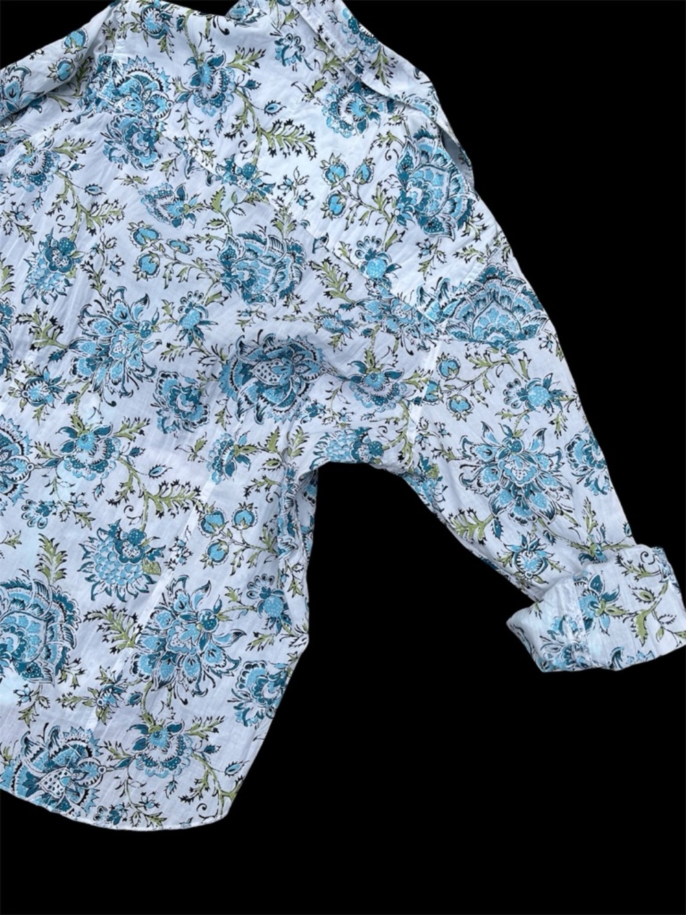 Cino Blue Floral Button-up Bohemian Vibrant Beach Holiday Maximalism Shirt XL - Picture 13 of 16